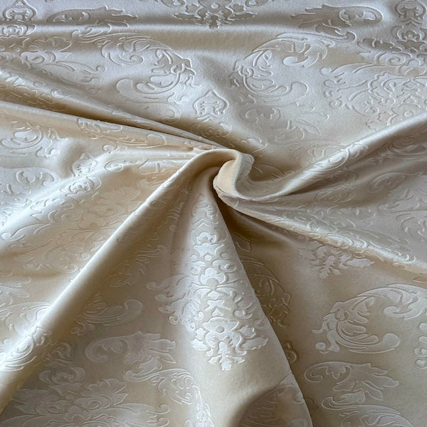 Damask Embossed Velvet Fabric - Damask Pattern, 55" Width, 100% Polyester (1 Yard)