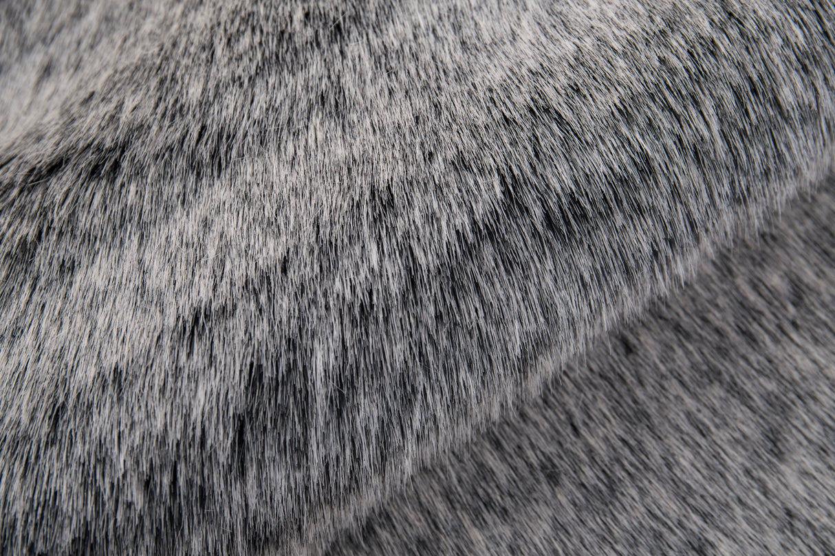 Renne Area Rug Bed Cover Collection Faux Fur Fabric - White, Tip Dye Gray, Animal Shape, 5' X 8', 2' X 6', 2' X 3' (1 Unit)