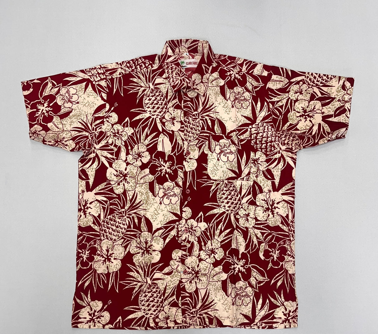 Pineapple Hibiscus Hawaiian Cotton Shirt - 100 Percent Cotton Fabric, Pineapple Hibiscus Print, Multiple Colors, Small To 5X (1 Shirt)