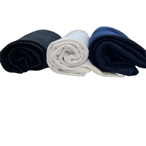 Sweatshirt Knit Fleece Polyester Cotton Fabric - Navy, Black, White, 62" Width, 400 GSM (1 Yard)