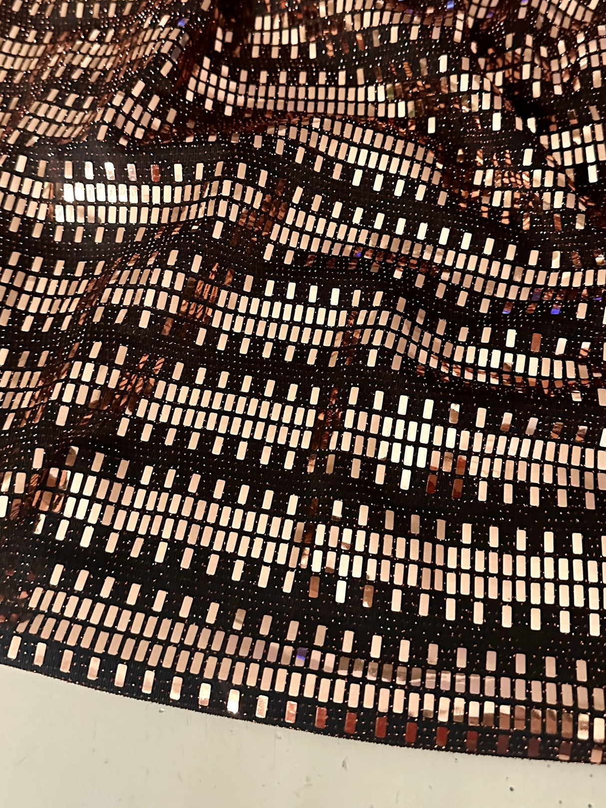 Gold Foiled Mirror Sequins on Knit