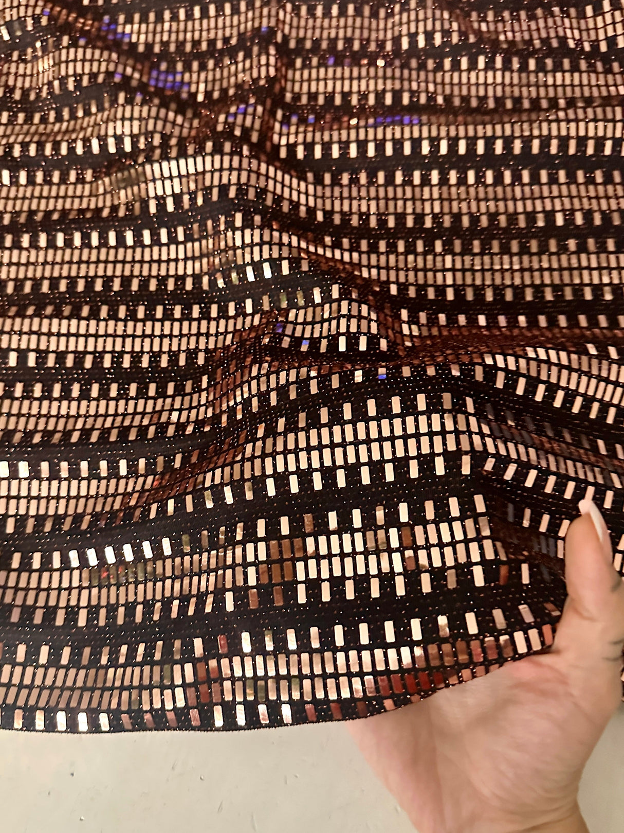 Gold Foiled Mirror Sequins on Knit