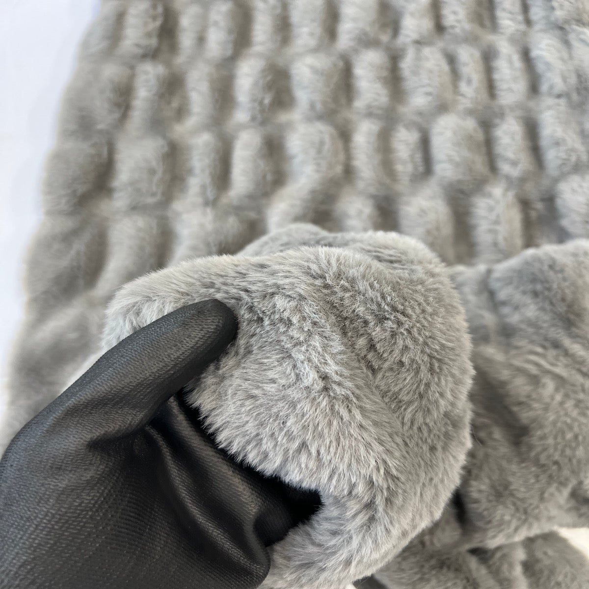 Faux Fur Fabric Ruched Chinchilla Stretch