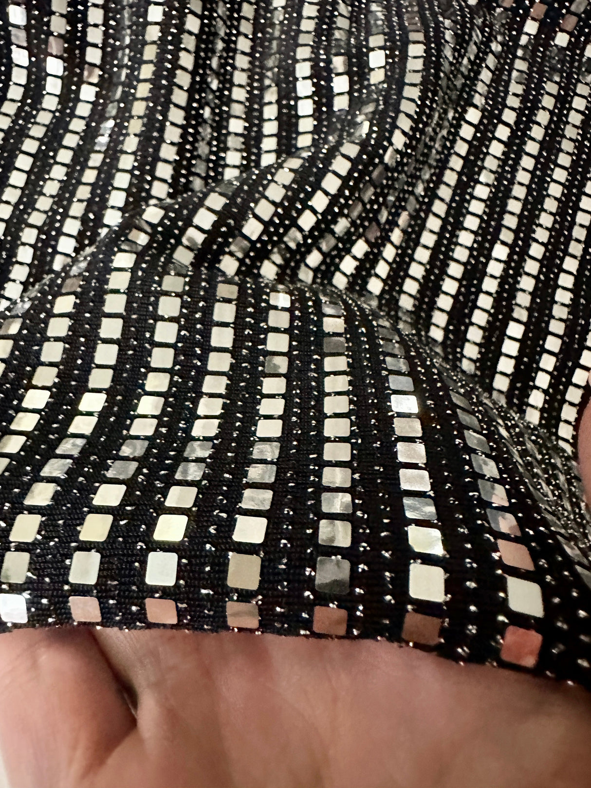 Stretch Mirror Sequin Knit Silver