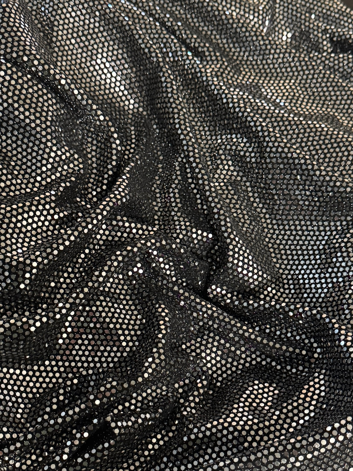 Stretch Sequin Mirror Foiled Spandex Silver