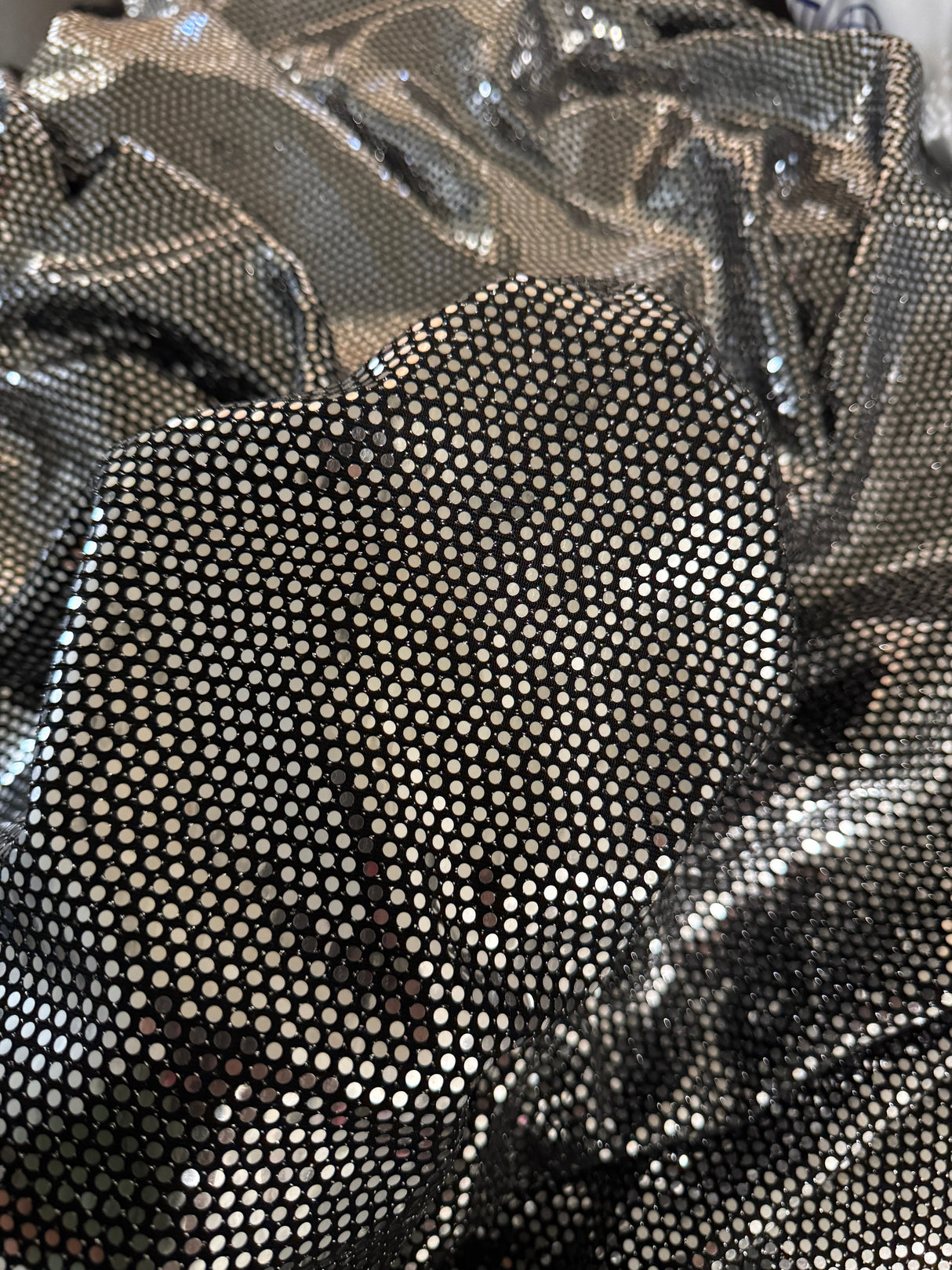Stretch Sequin Mirror Foiled Spandex Silver