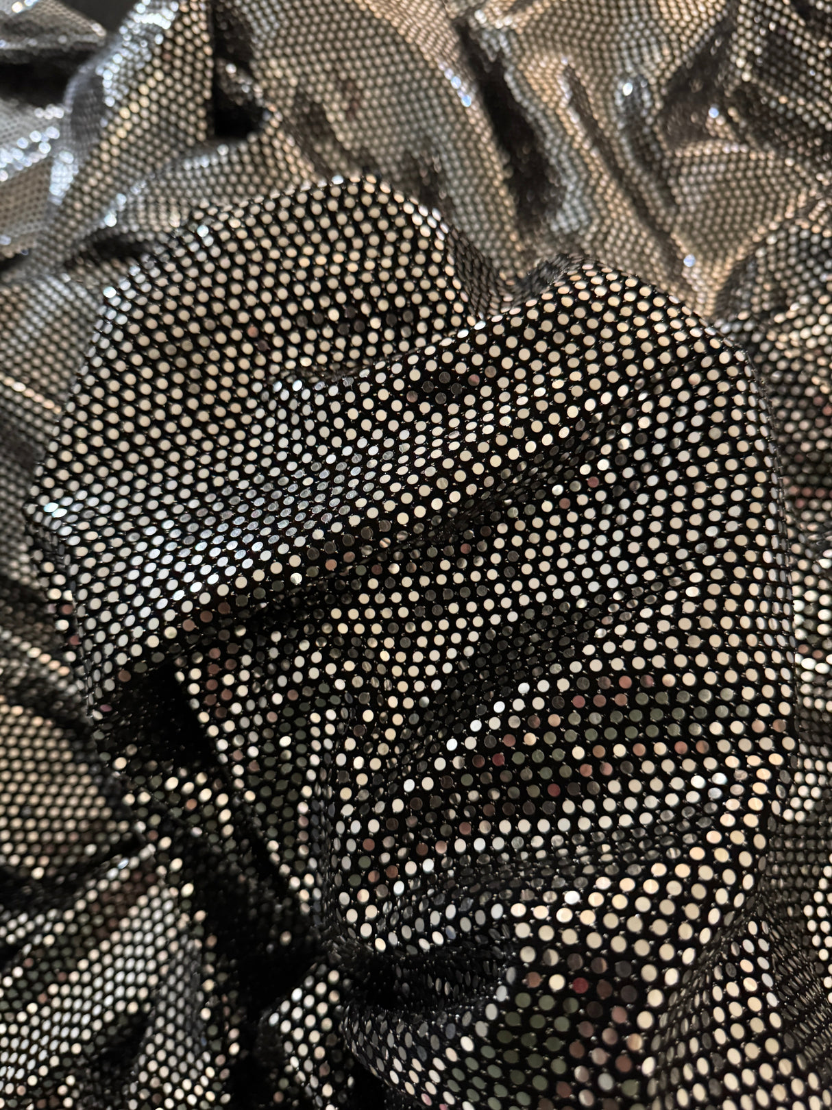 Stretch Sequin Mirror Foiled Spandex Silver
