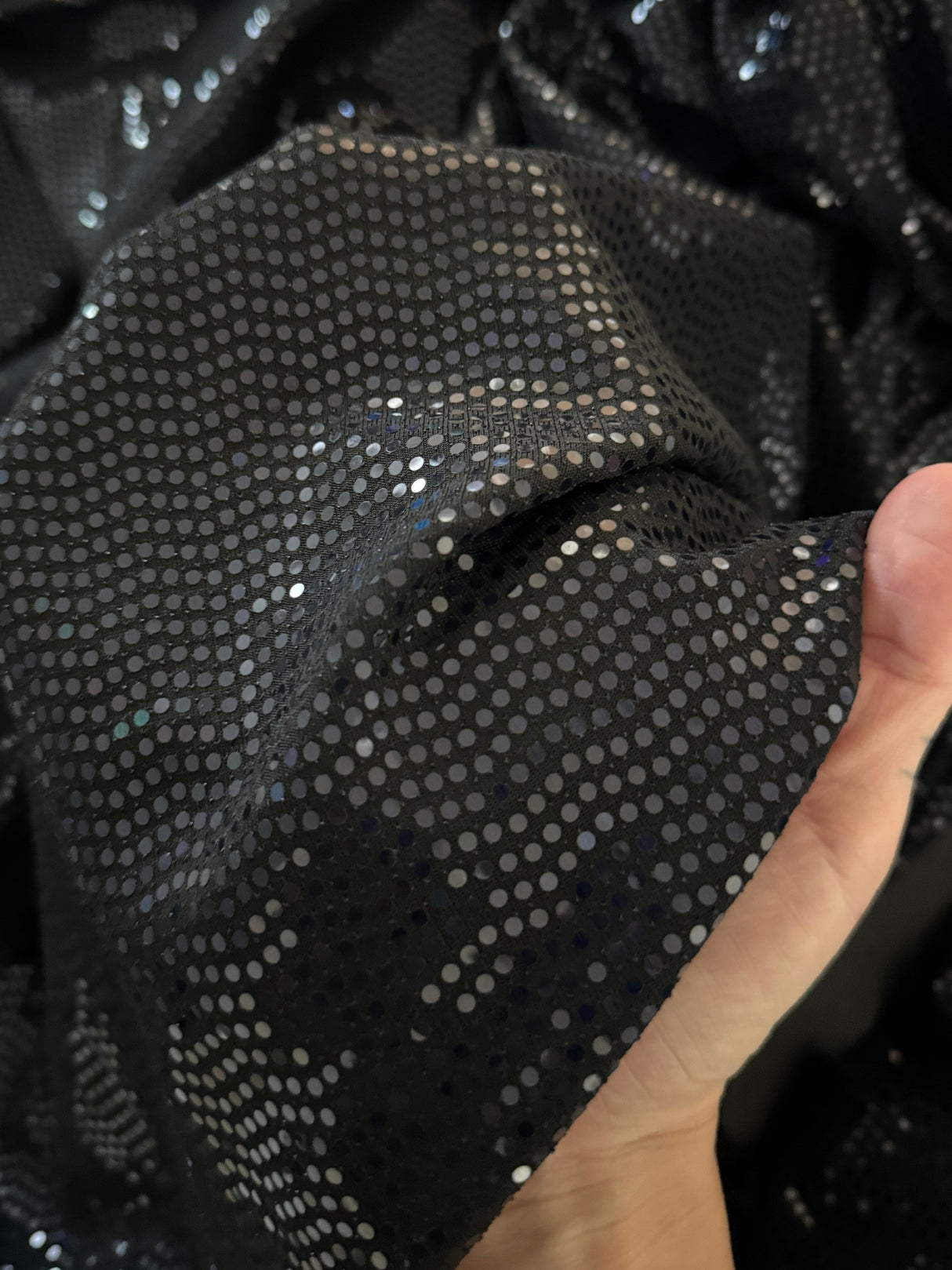 Black Sequin Mirror Foiled Spandex