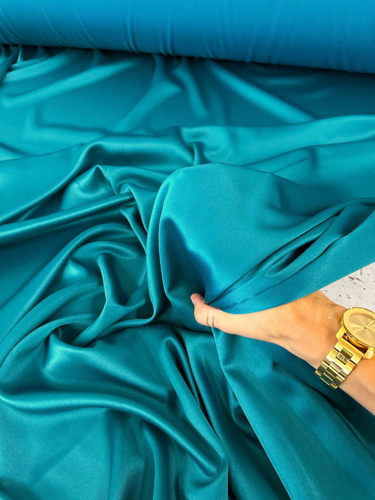 Stretch Crepe Back Satin Teal Green