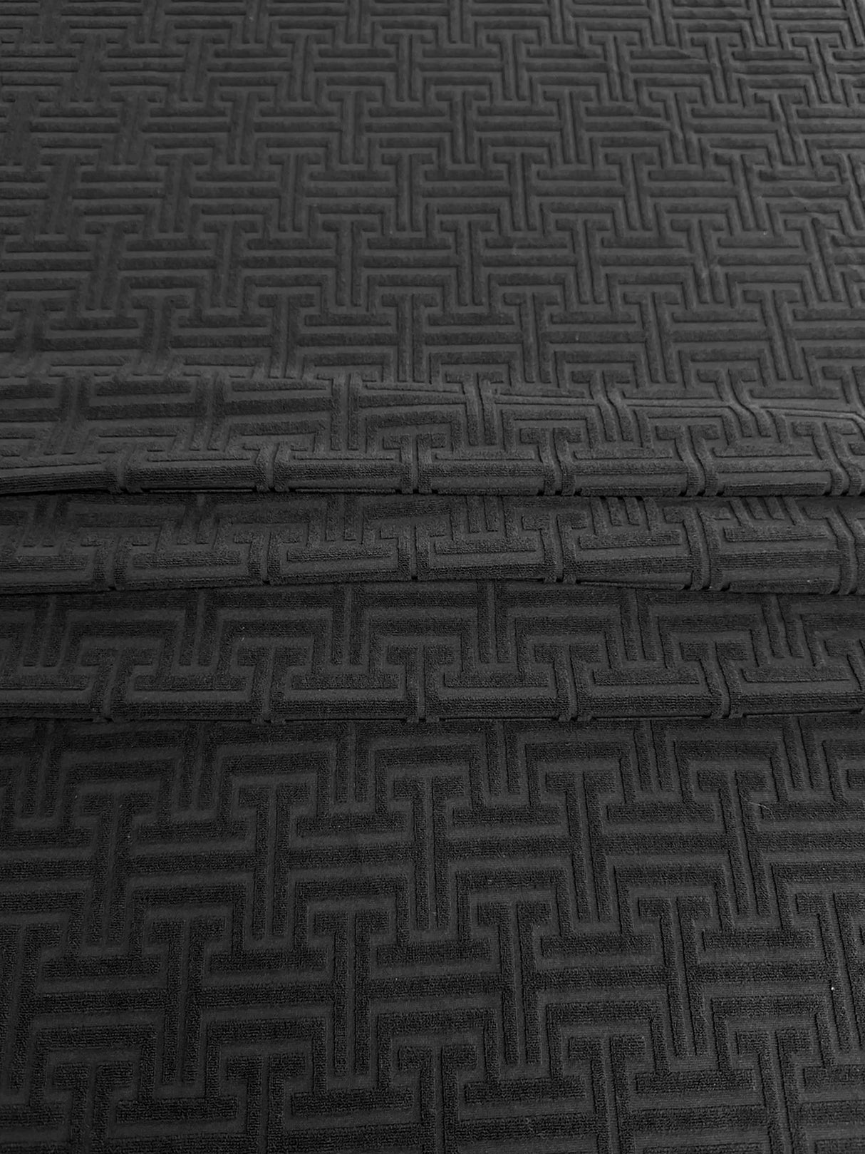 Stretch Jersey Knit Black Textured Geometric
