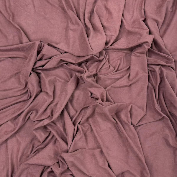 Stretch Micro Suede Knit Fabric - 90% Polyester 10% Spandex, 4-Way Stretch, 60" Width, 165 GSM (1 Yard)