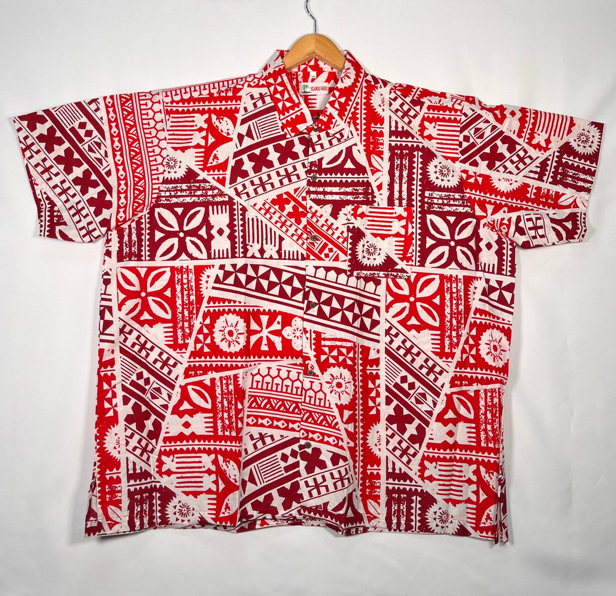 Traditional Tattoo Rectangle & Triangle Geometric Shirt 100 Percent Cotton Fabric - Tapa Design, Red, Grey, Hunter Green, Maroon Oak, XL-6XL (1 Unit)