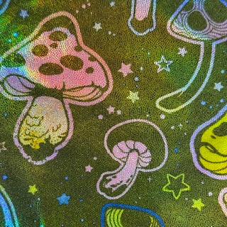 Polyester Spandex Mushroom Print Fabric 4-Way Stretch