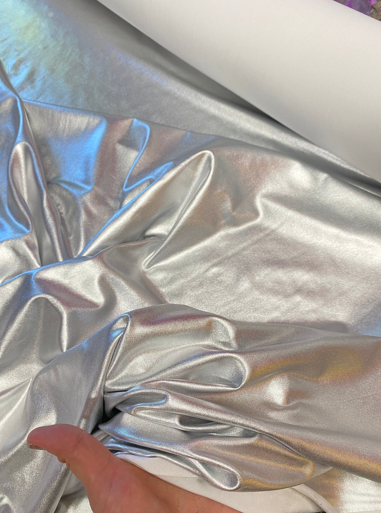 Shiny Foil Lame Spandex Silver
