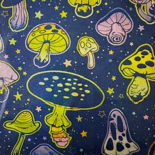 Polyester Spandex Mushroom Print Fabric 4-Way Stretch