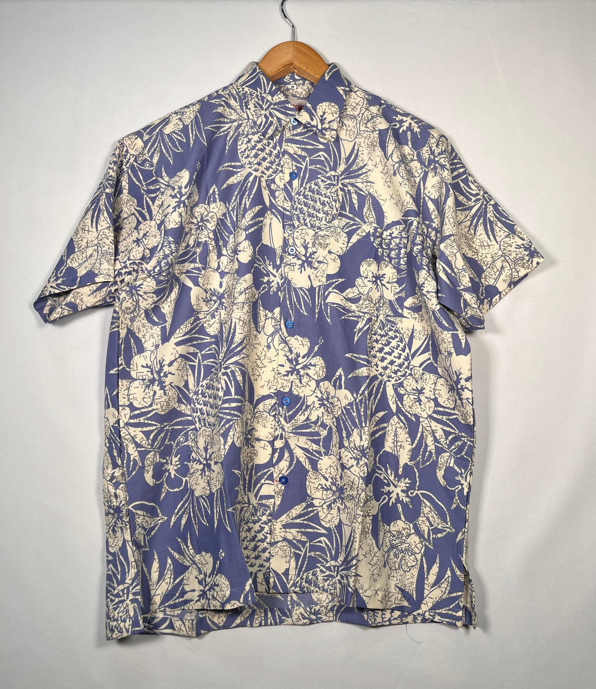Pineapple Hibiscus Hawaiian Cotton Shirt - 100 Percent Cotton Fabric, Pineapple Hibiscus Print, Multiple Colors, Small To 5X (1 Shirt)
