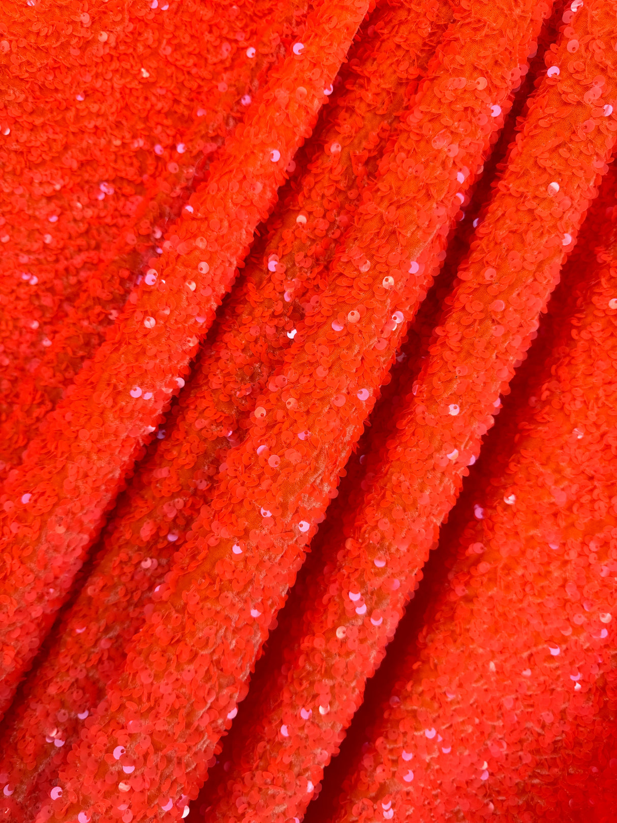 Stretch Sequin on Velvet Neon Orange