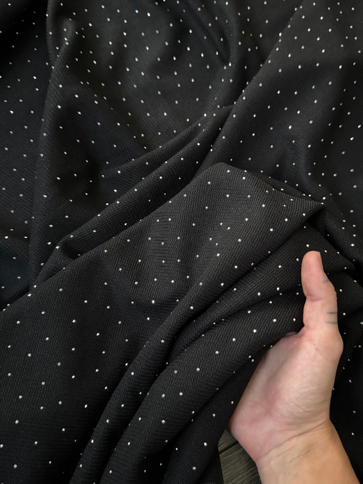 Rhinestone Beaded Knit Black