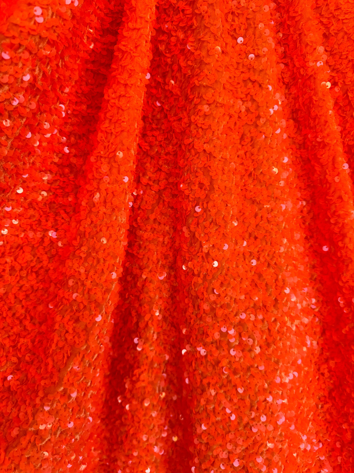 Stretch Sequin on Velvet Neon Orange