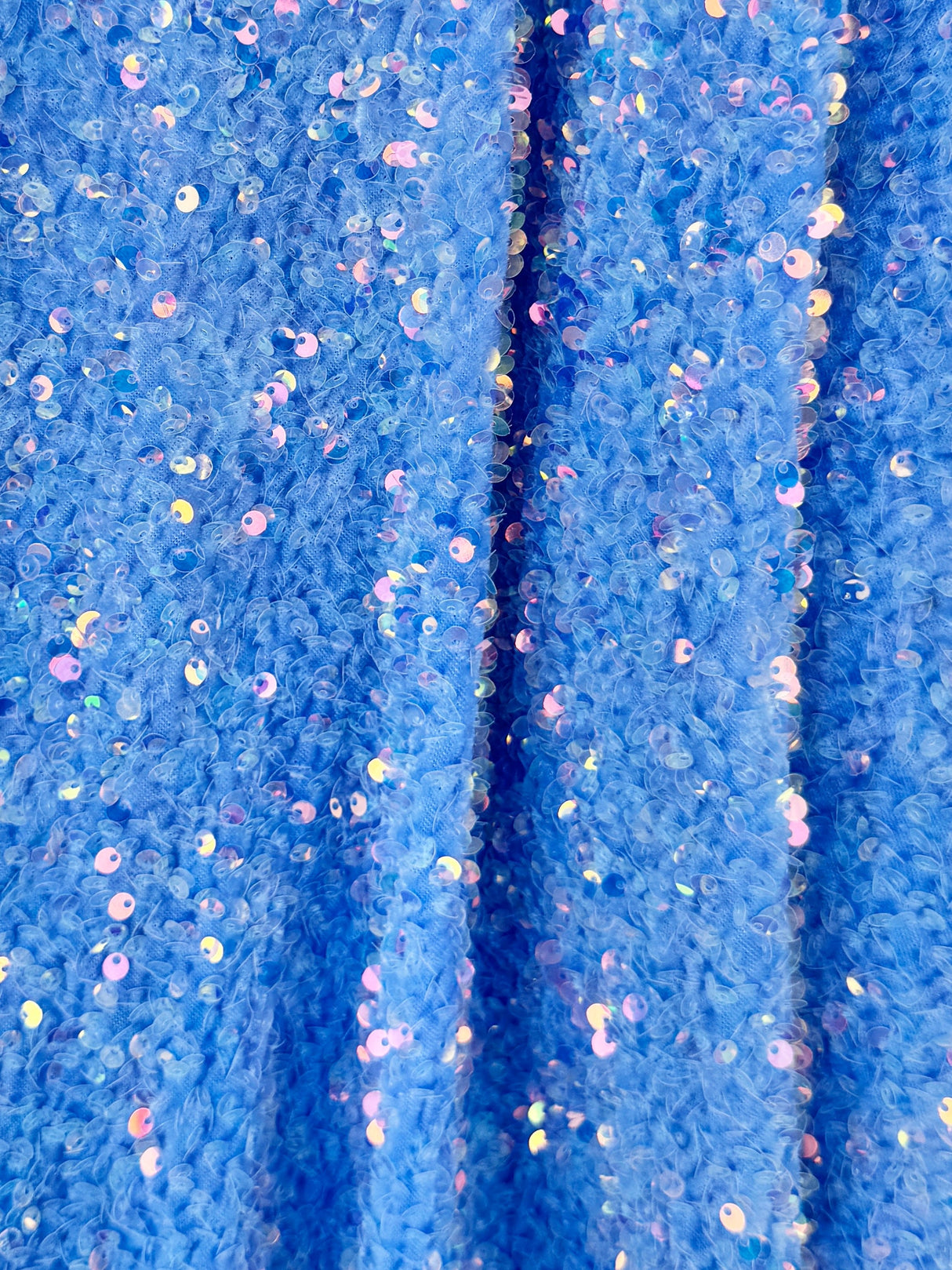 Stretch Sequin on Velvet Baby Blue