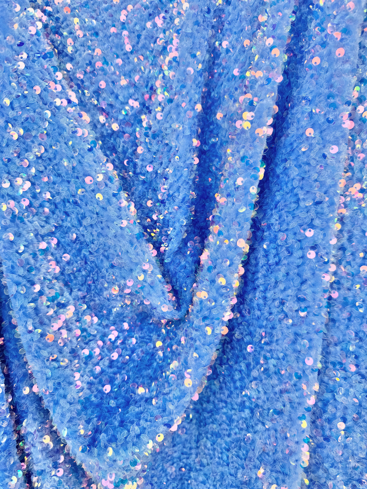 Stretch Sequin on Velvet Baby Blue