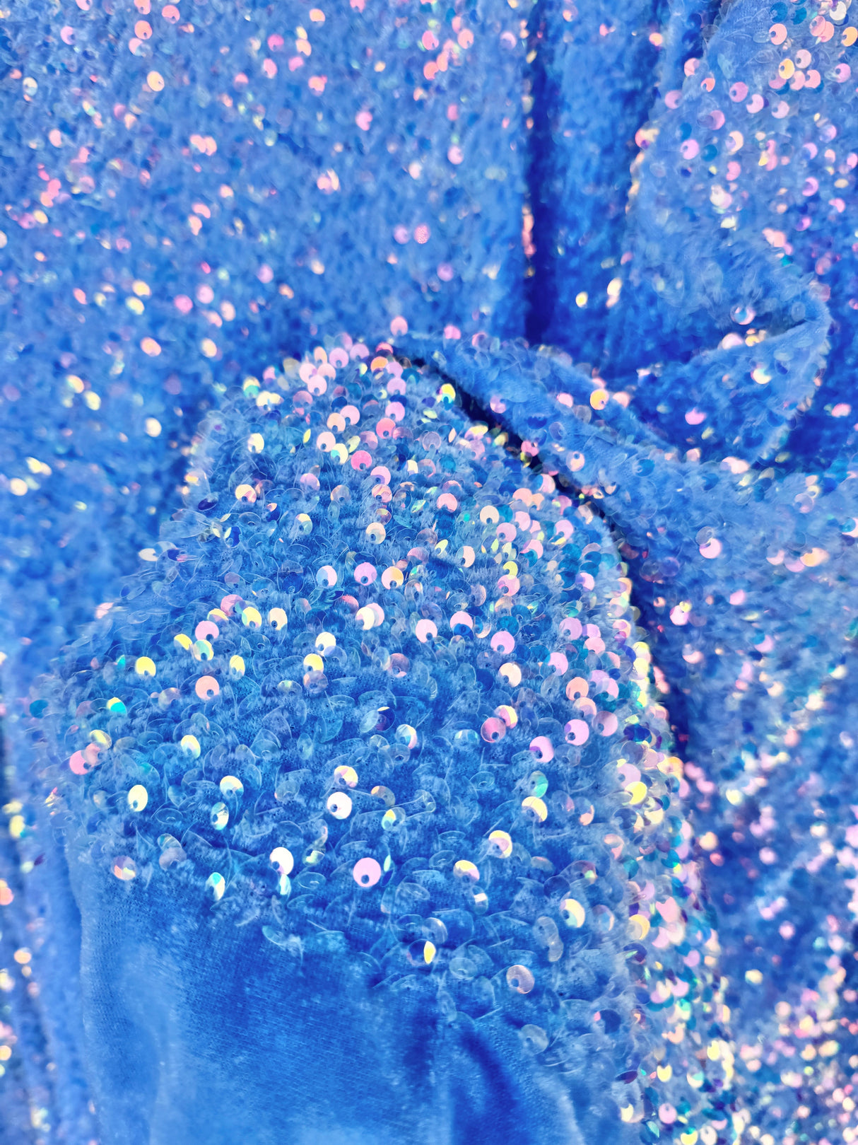 Stretch Sequin on Velvet Baby Blue