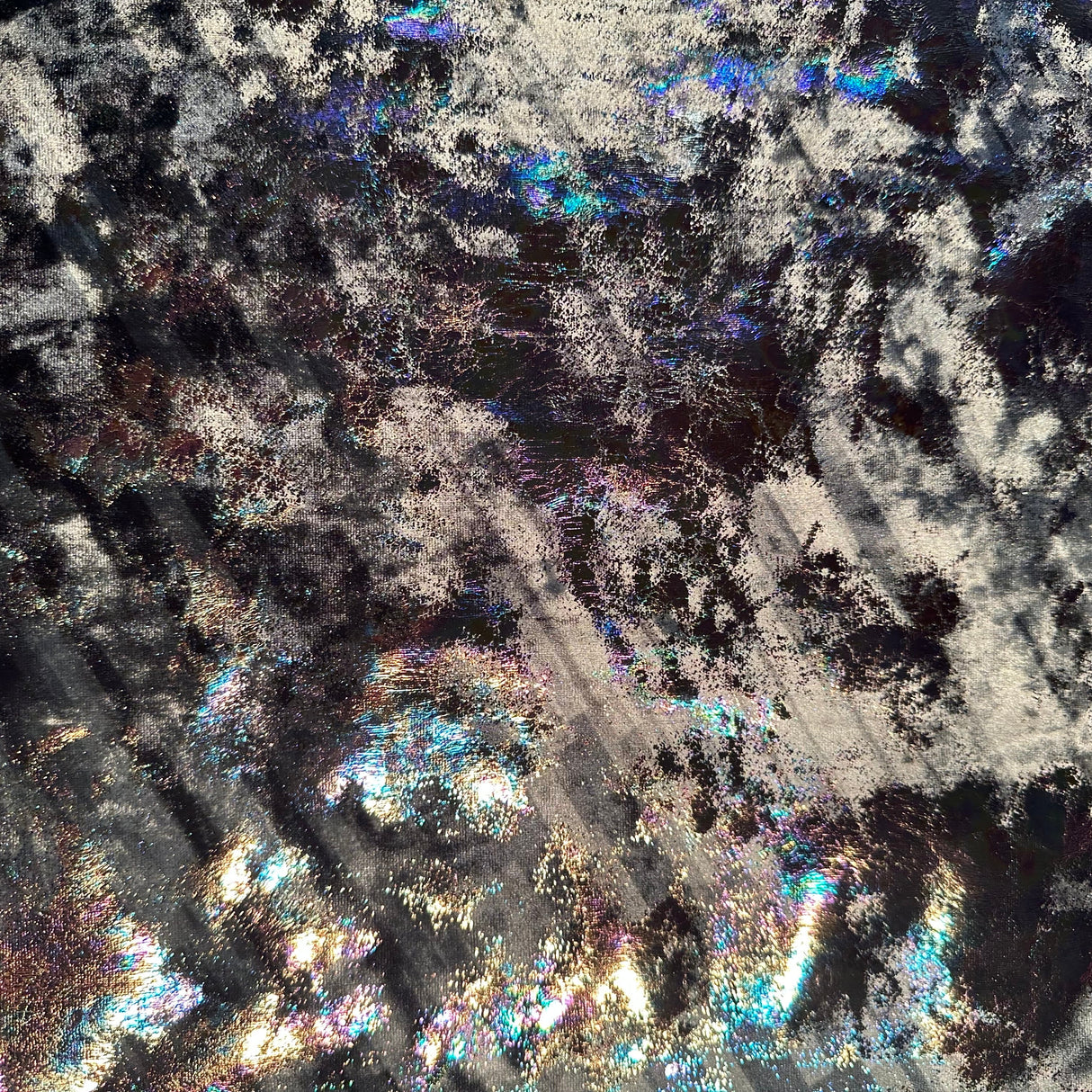 Poly Spandex Stretch Velvet Oil Slick Foil Fabric 60"