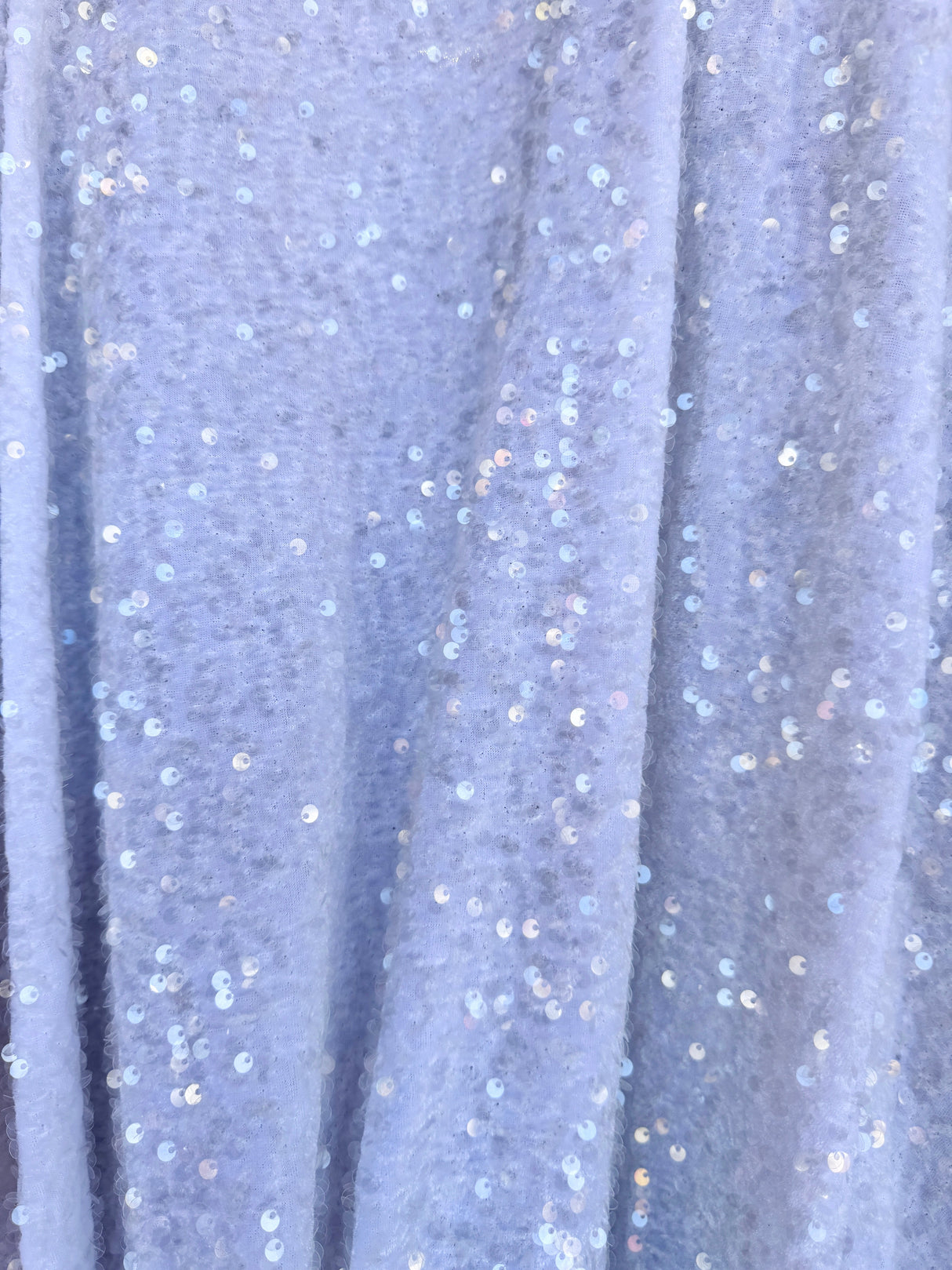 Stretch Sequin on Velvet White
