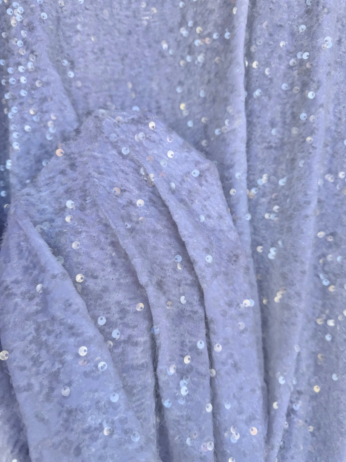 Stretch Sequin on Velvet White