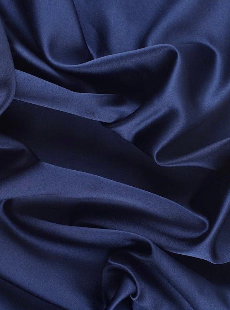 Navy Blue Polyester Satin