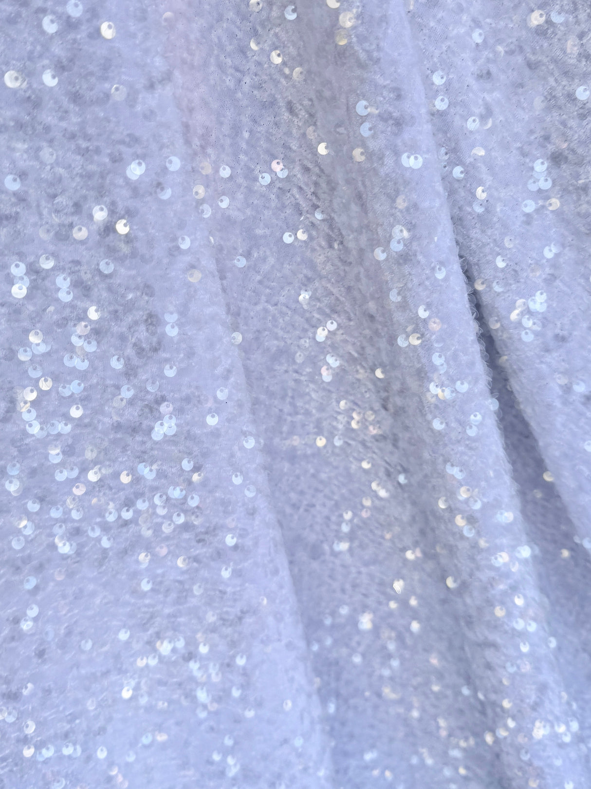 Stretch Sequin on Velvet White
