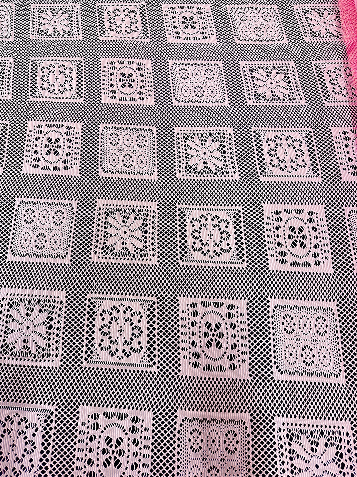Stretch Crochet Knit Baby Pink Geometric