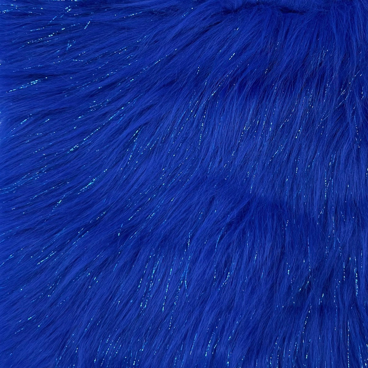 Tinsel Sparkle Glitter Long Pile Shaggy Faux Fur Fabric - 100 Percent Polyester Fabric, Multi Color, 60" Width, 2.5-3" Pile Length (1 Yard)