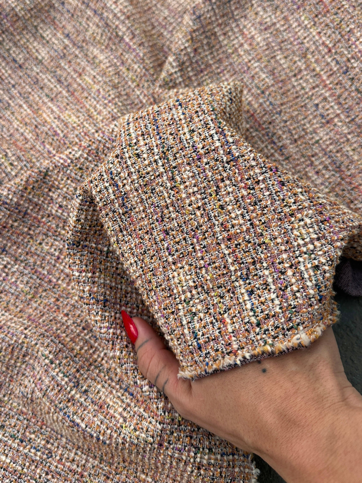 Stretch Chenille Tweed Blush Pink