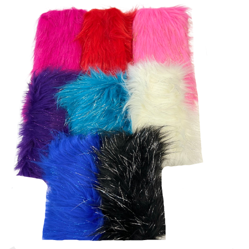 Tinsel Sparkle Glitter Long Pile Shaggy Faux Fur Fabric - 100 Percent Polyester Fabric, Multi Color, 60" Width, 2.5-3" Pile Length (1 Yard)