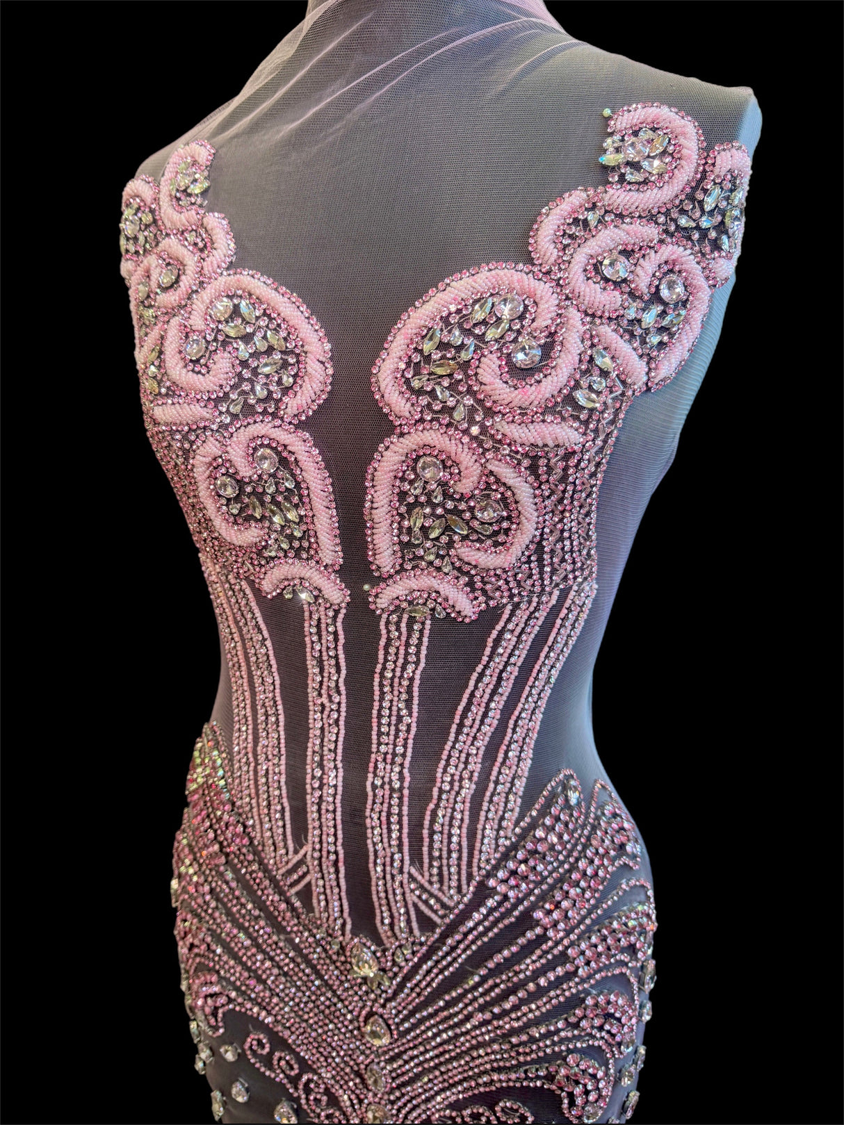 Rhinestone Bodice Applique in Baby Pink