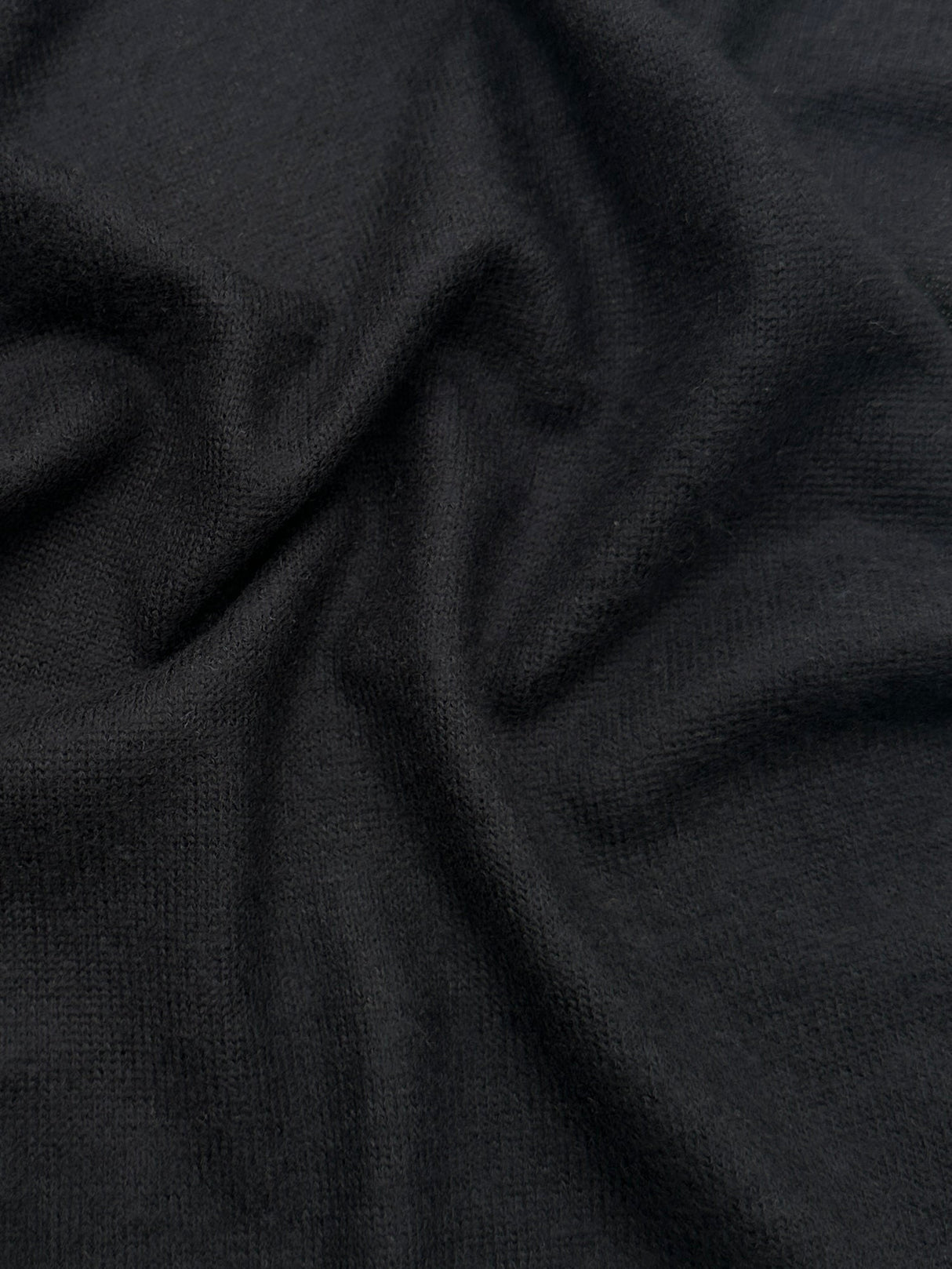 Black Buttery Spandex Faux Cashmere Knit