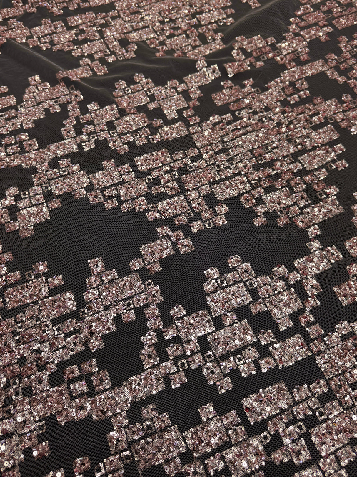 Sequin Lace Blush Pink Geometric Mosaic