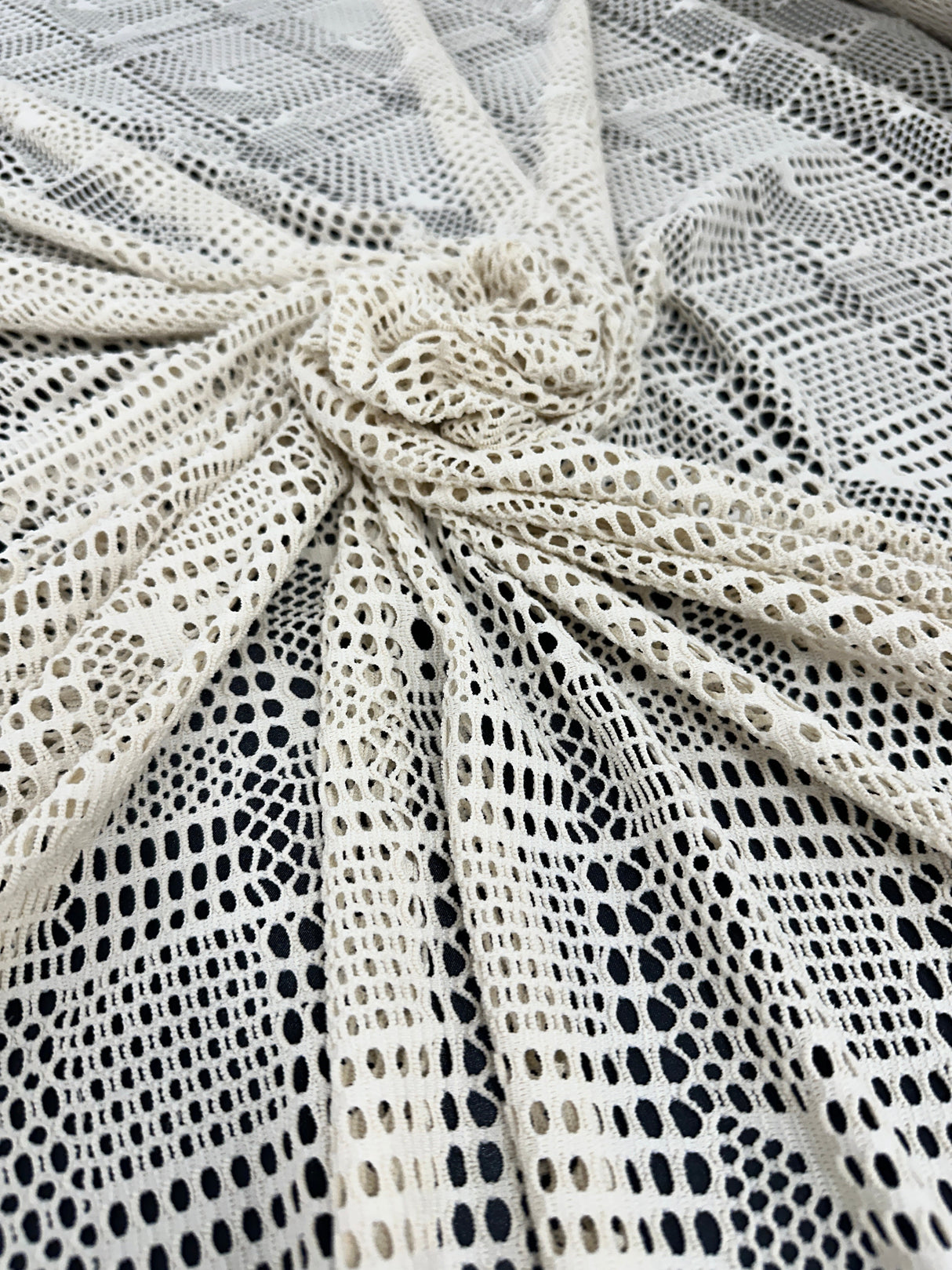 White Geometric Hollow Out Knit