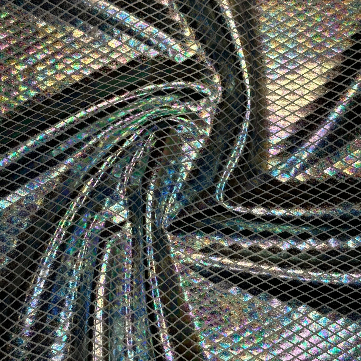 Polyester Spandex Diamond Illusion Fabric 60" White