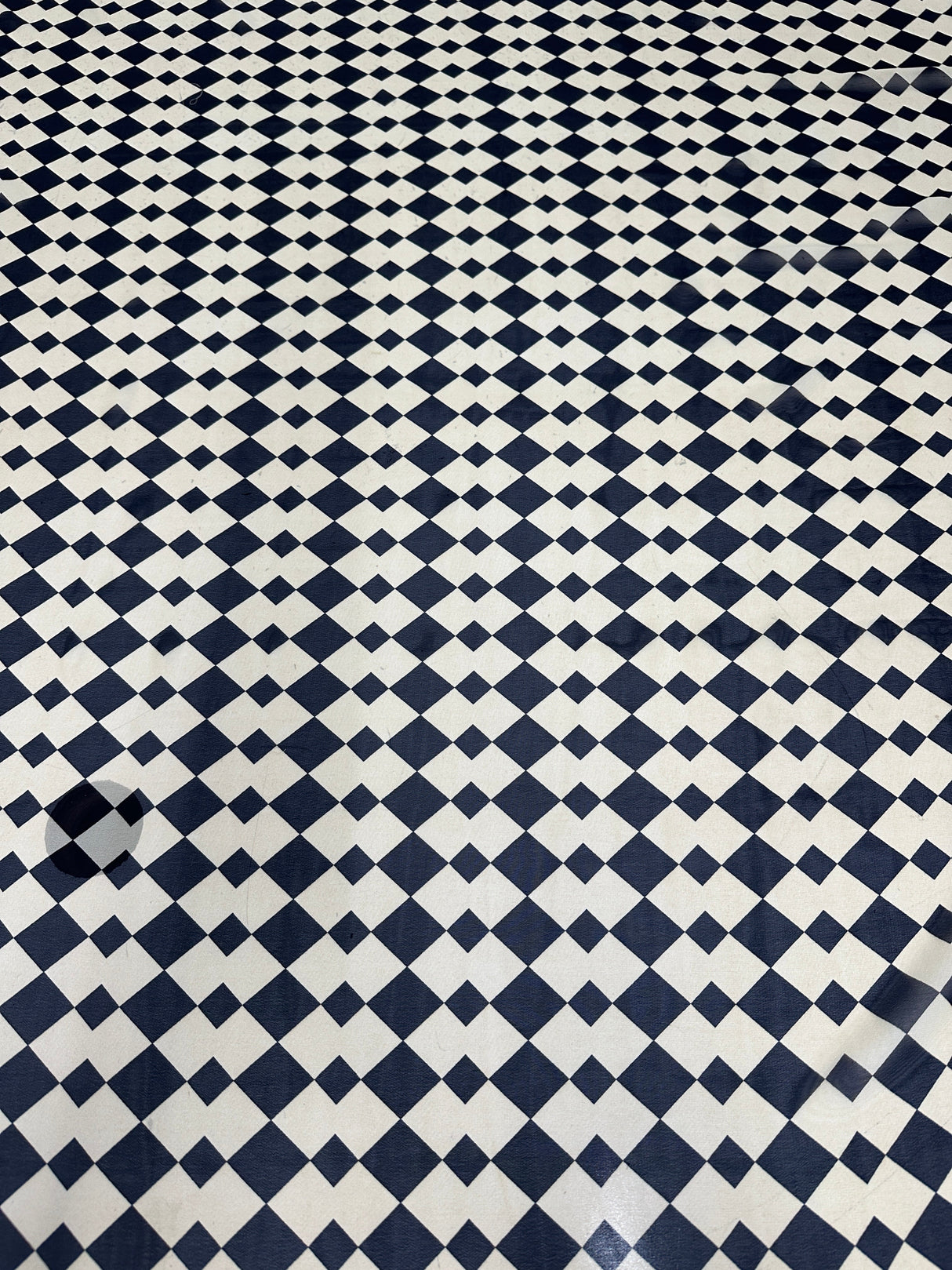 Printed Viscose Chiffon Ivory Black Checkers