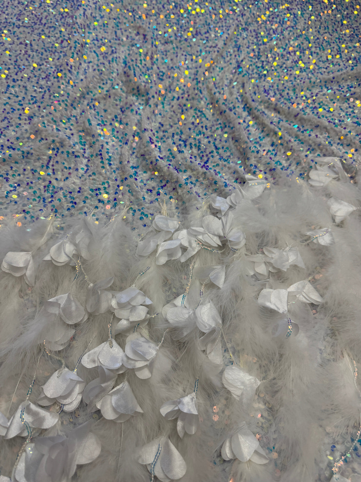 Iridescent Feather Sequin Velvet