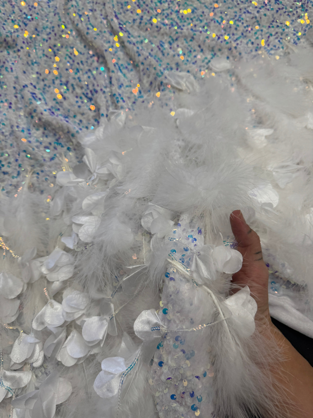 Iridescent Feather Sequin Velvet