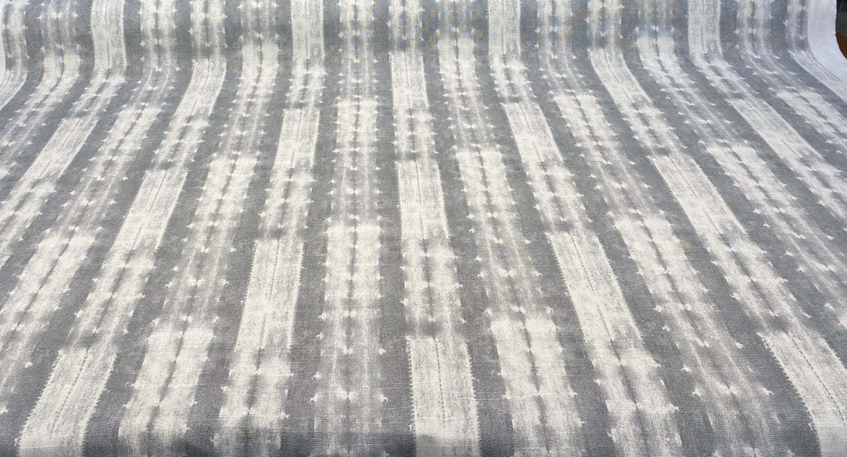 Ellen Degeneres Cap De Pera Cotton Fabric - Smoke Gray, White Stripe, 54" Width (1 Yard)