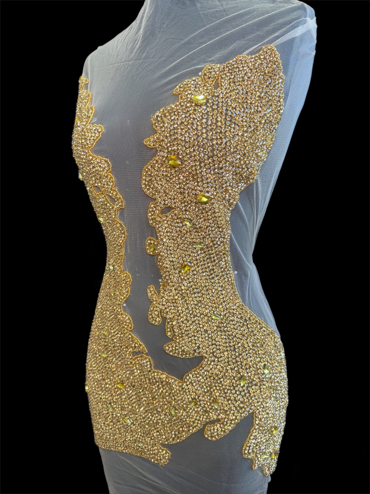 Gold Rhinestone Bodice Applique