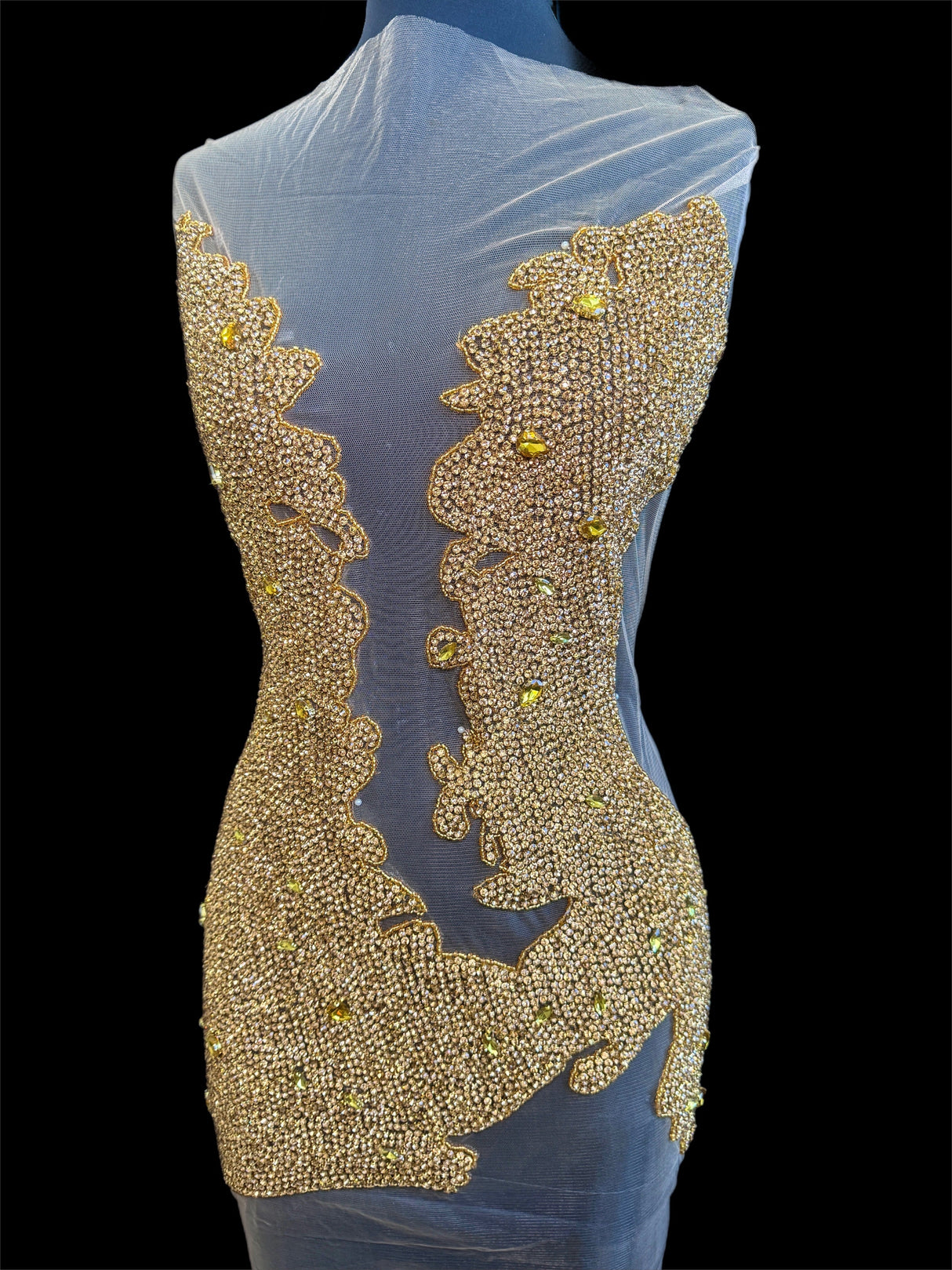 Gold Rhinestone Bodice Applique