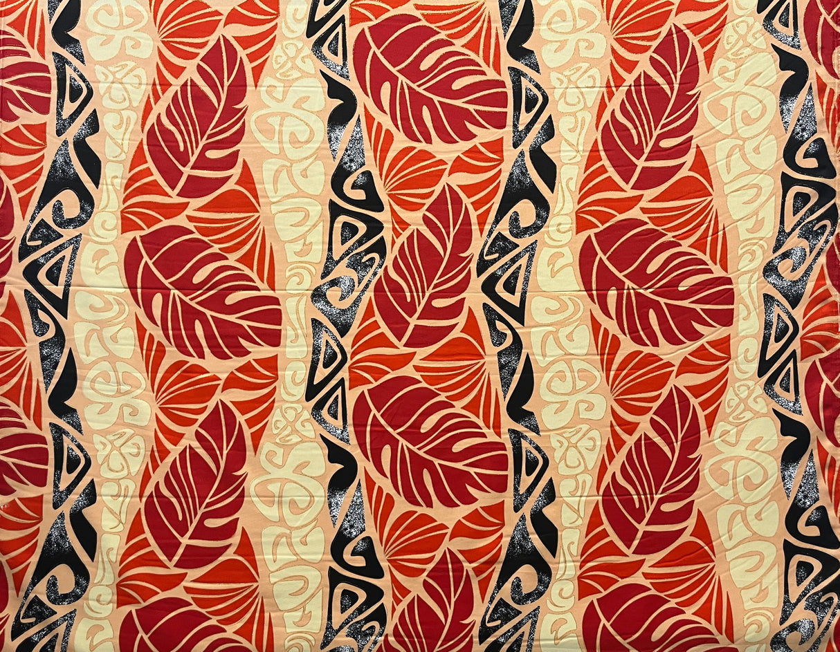 Monstera Tribal Print Polyester Glitter Fabric - Pink, Orange, Yellow, Blue, 36" X 60" (1 Yard)