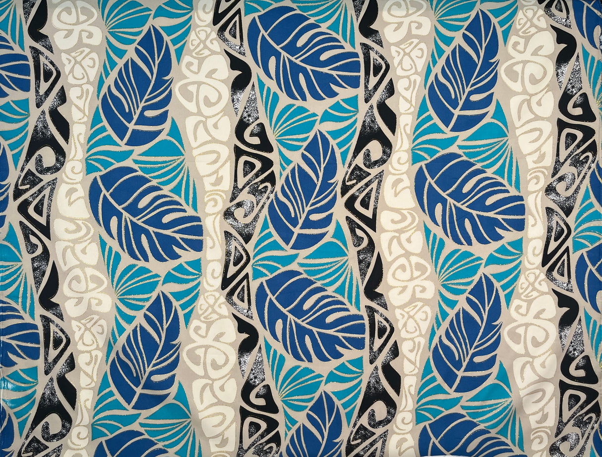Polyester Glitter Fabric Monstera Tribal Print