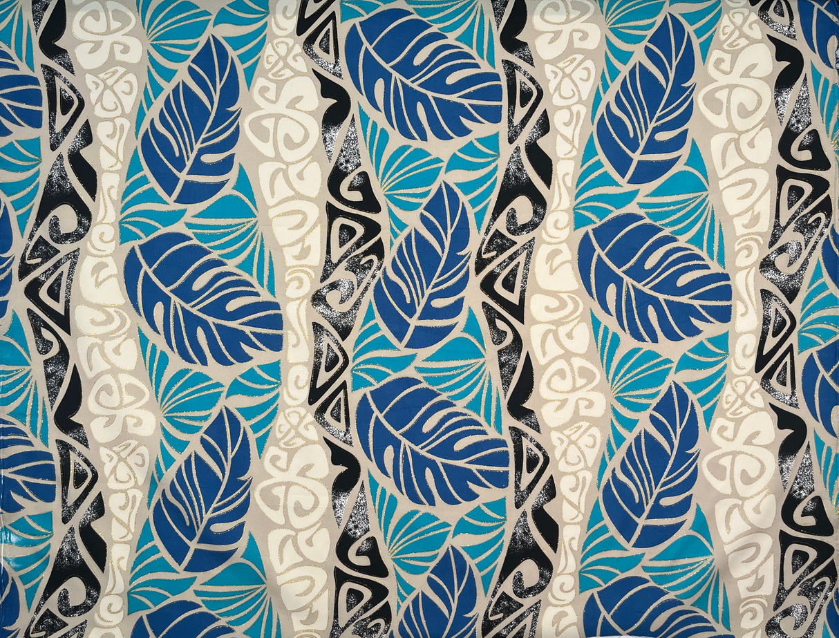 Monstera Tribal Print Polyester Glitter Fabric - Pink, Orange, Yellow, Blue, 36" X 60" (1 Yard)