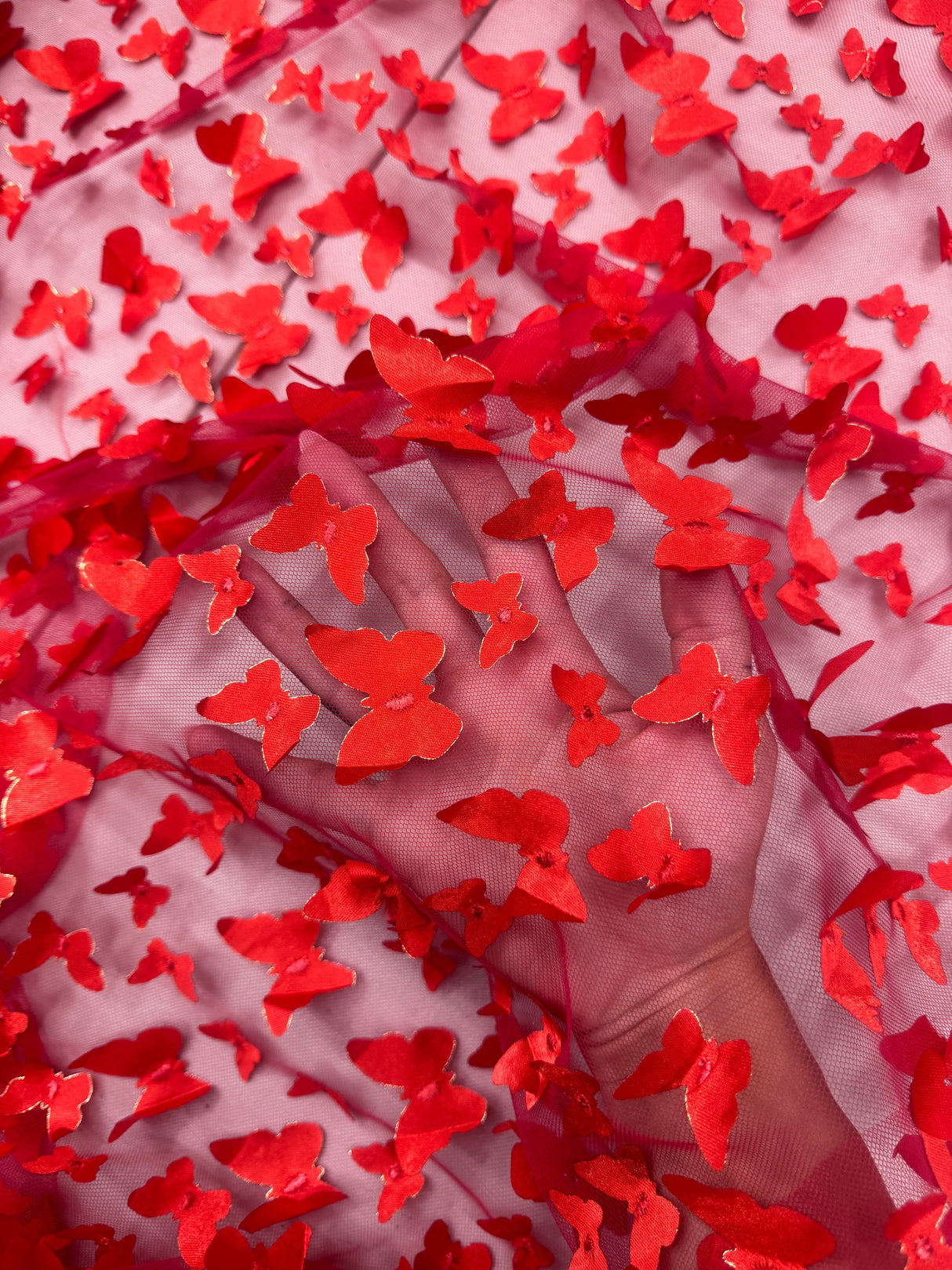 3D Butterfly Lace Red